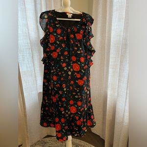 J. Crew black and red floral dress